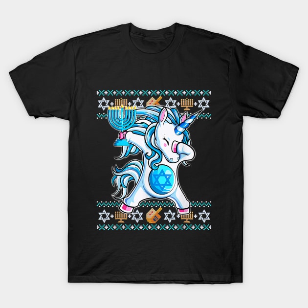 Jewnicorn Jewish Unicorn Hanukkah Pajama T-Shirt by HBart